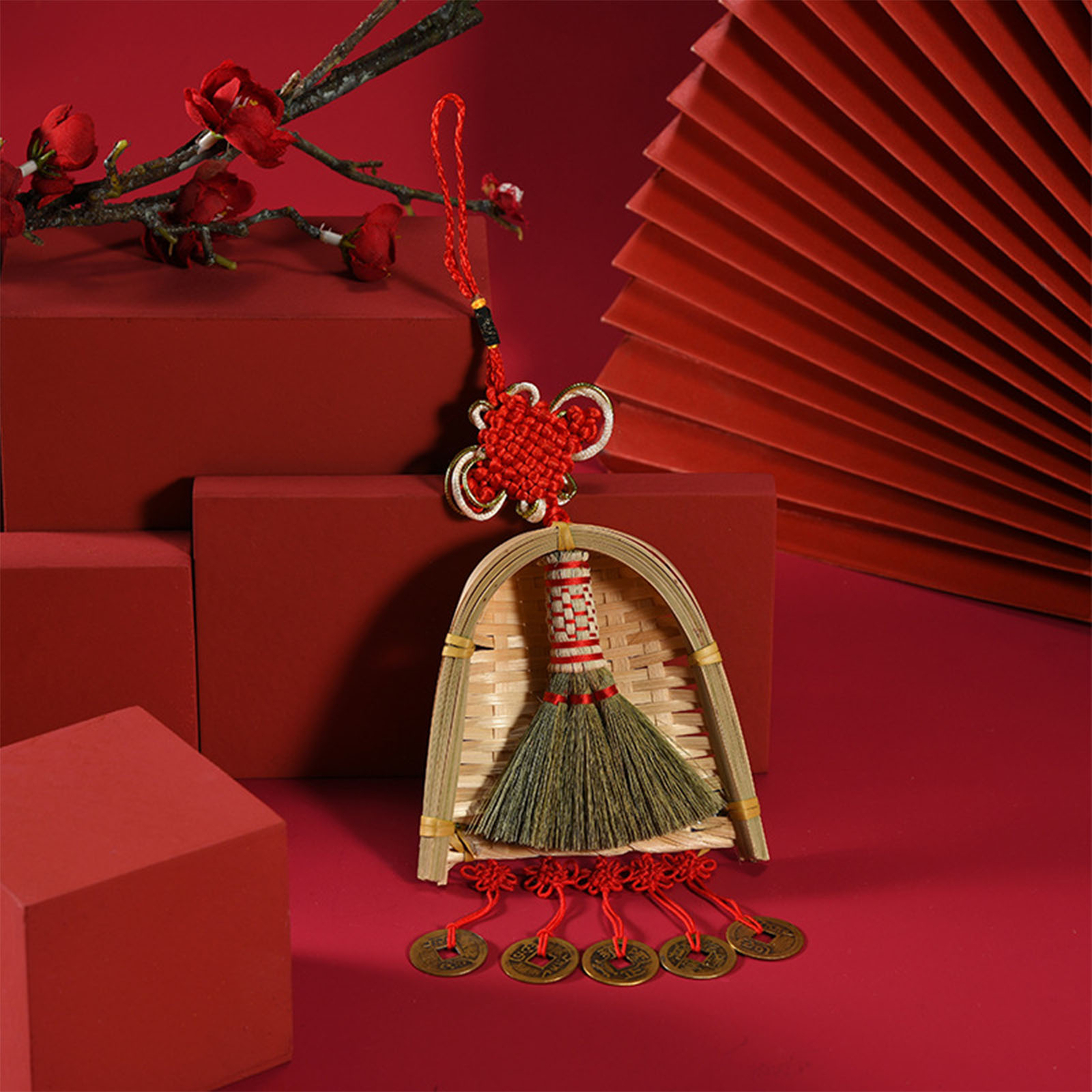 (M3)Broom Dustpan Pendant Good Toughness Beautiful Chinese Year
