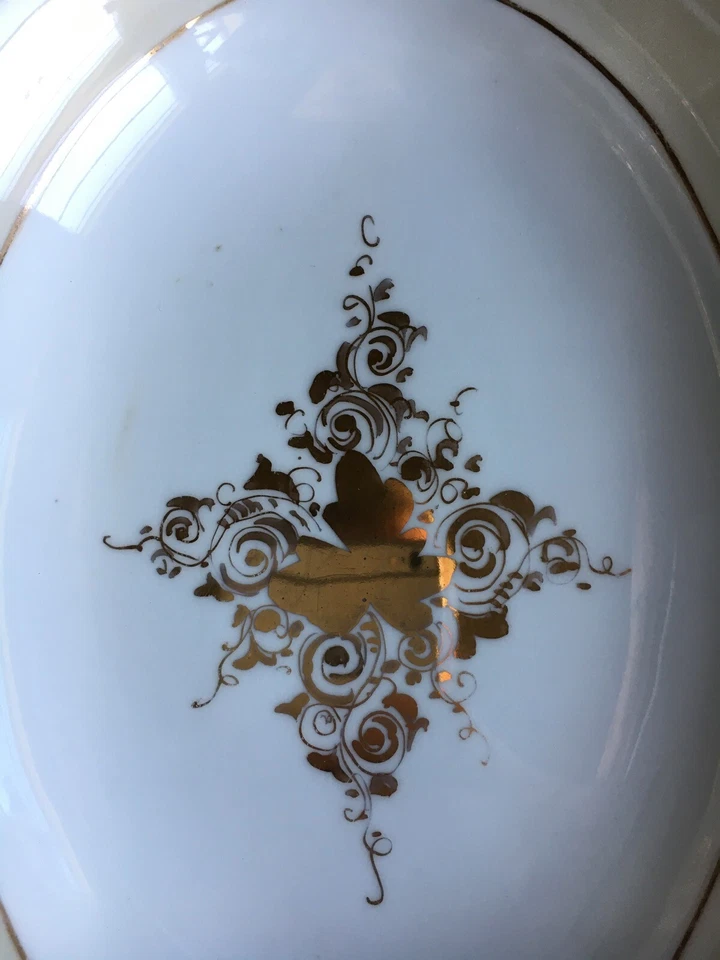 Plato De Frutas De Porcelana Con Pintura En Oro Wohl Silesia Alrededor De 1880 - Imagen 4 de 4