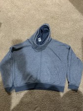 Women's NIKE Cropped sweatshirt hoodie oversized hood XL X Large blue