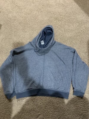 Women's NIKE Cropped sweatshirt hoodie oversized hood XL X Large blue