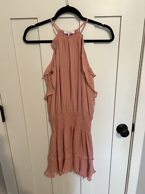 PARKER Dress Pink 100% Silk size XS Ruffle High Neck | eBay