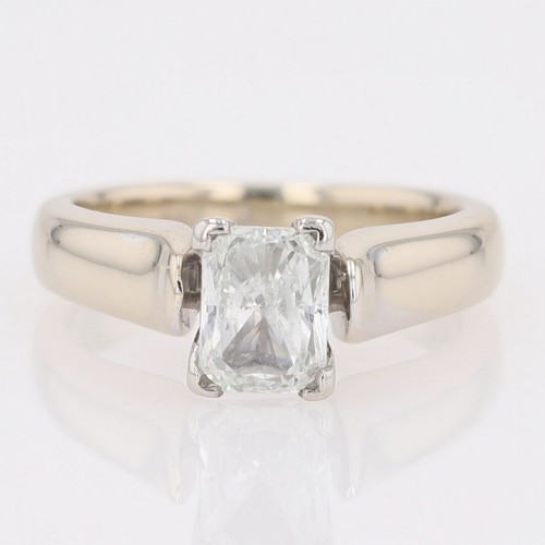 1.03ct Radiant Cut Diamond Solitaire Engagement Ring 18k White Gold Size 5