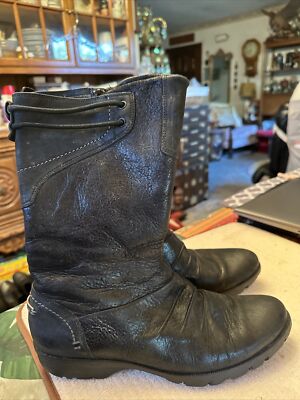 Merrell Women’s “Vera” Mid-calf Black Distressed Leather Boots Shoes Size  10 EUC