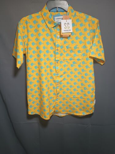 Sovereign Code Boys Button-Up Fishing Shirt Fish Print Kids Size L 14-16