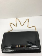 LEWIS PATENT LEATHER ENVELOPE HANDBAG WITH GOLD CLASP DESIGNER