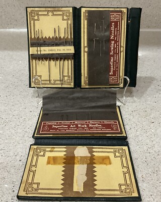 Antique 1914 The Brabant Needle Co Redditch England Set of 2 Sewing Needle Kits