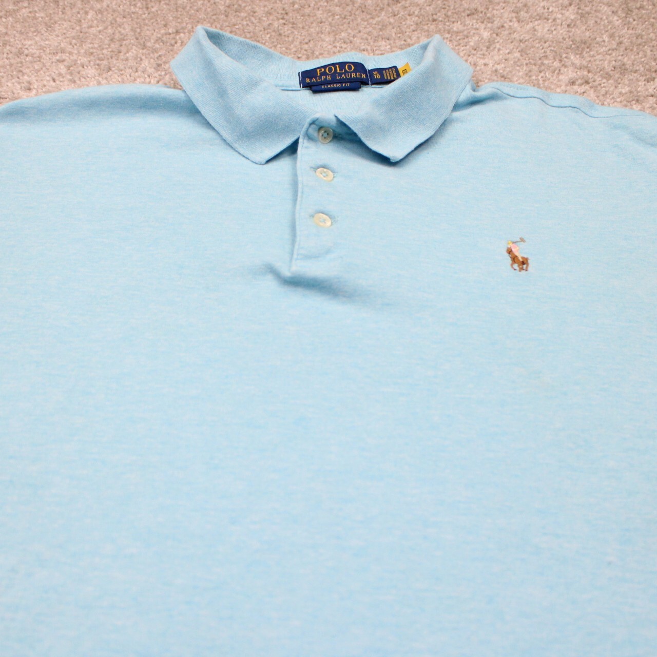 Polo Ralph Lauren camicia vestibilità classica uomo XL blu carne pony cotone maglione S S