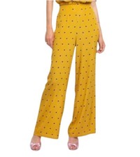 ASTR The Label Gold Print Polka Dot Wide Leg Viscose Pants Size Small