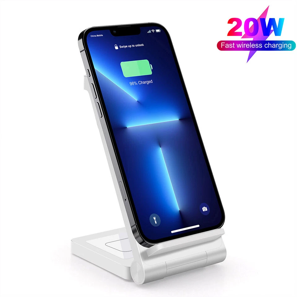 20W Wireless Charger 2in1 Stand Dock For Apple Air Pods iPhone 13 Pro 12 XS 8 - Image 4 of 4