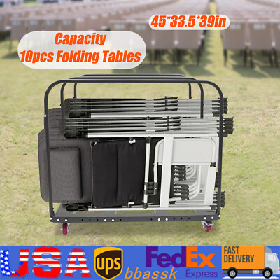 Folding Chair Rack Dolly Cart Table Storage Rack Desk Chairs Cart Trolley 10pcs