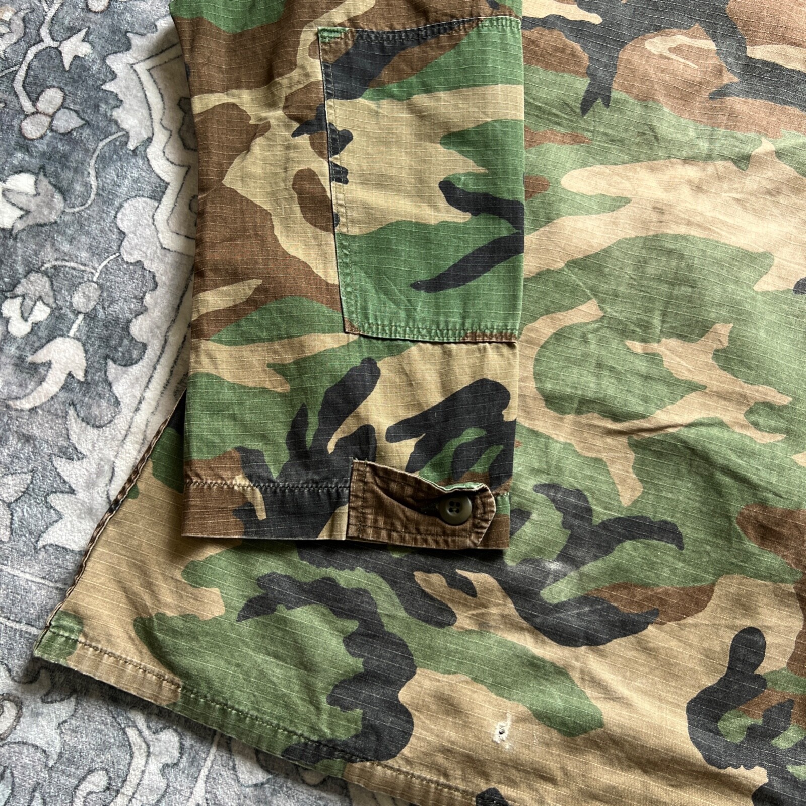 VTG US Army Jungle Jacket Men Medium Woodlnd Camo Combat Hot Weather Shacket 80s