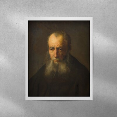 REMBRANDT The mournful old man 1600'S Painting Premium Print Poster 17x21'' in.