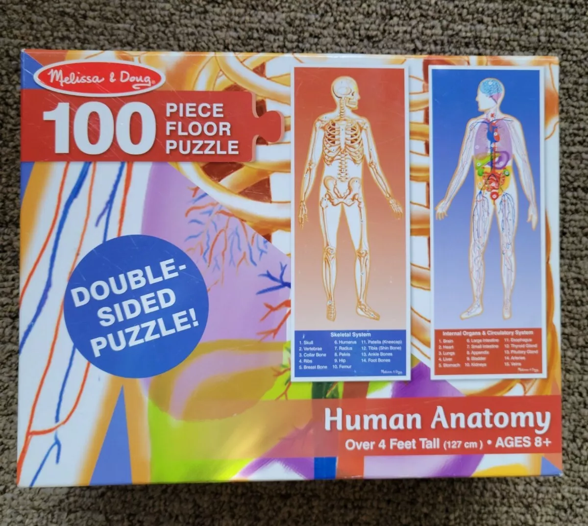 Melissa Doug Human Anatomy Floor Puzzle 100 Pcs 4 Ft Homeschool