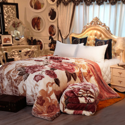 Double Layer Winter Mink Blanket Bed Soft Warm Fluffy Rose Flower