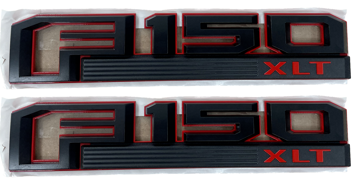 [2016] アイコン・レッド・ブレンド / パター・ファミリー 2015-2020 Ford F-150 XLT Sport Package Emblem Badges Black/Red LH+