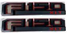 NEW OEM 15-20 Ford F-150 XLT Sport Package Fender Emblem Badges BLACK/RED LH+RH