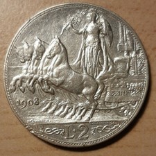 2 lire 1908 REGNO D'ITALIA LIRA VITTORIO EMANUELE III roma