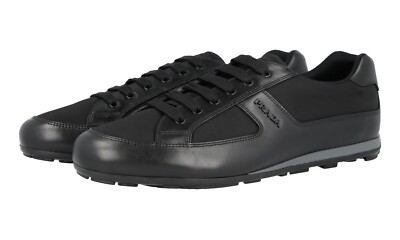PRADA SNEAKERS SHOES 4E3231 BLACK LEATHER NEW LINEA ROSSA US 11.5 EU 44,5 45