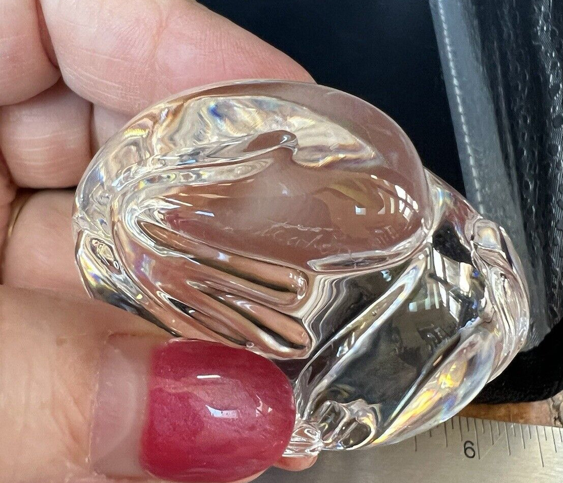 Vintage Steuben Glass Frog 2.75" Hand Cooler or Paperweight