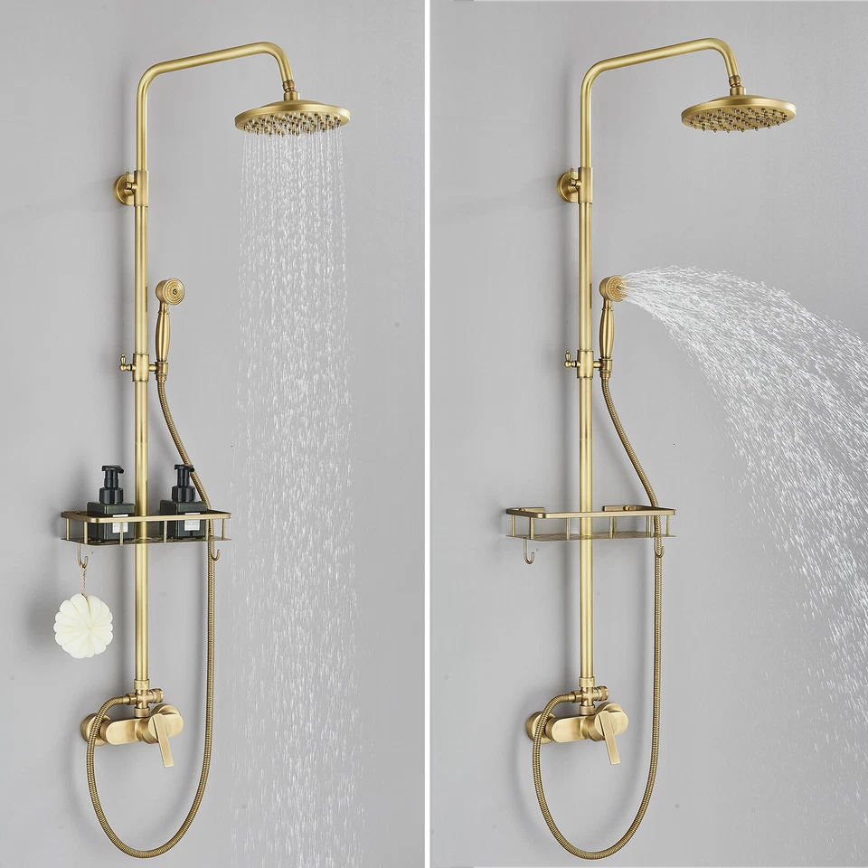 Antik Messing Duscharmatur Duschsystem Duschset Retro 8" Regendusche Duschkopf - Bild 4 von 4