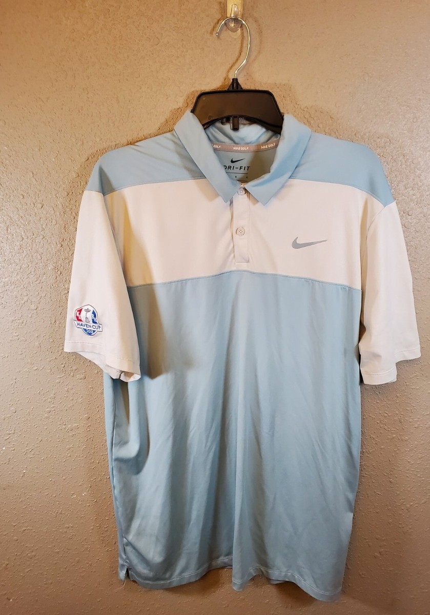 Nike Men's Dri-Fit Golf Polo Size Large Haven Cup 2018 Logo Blue