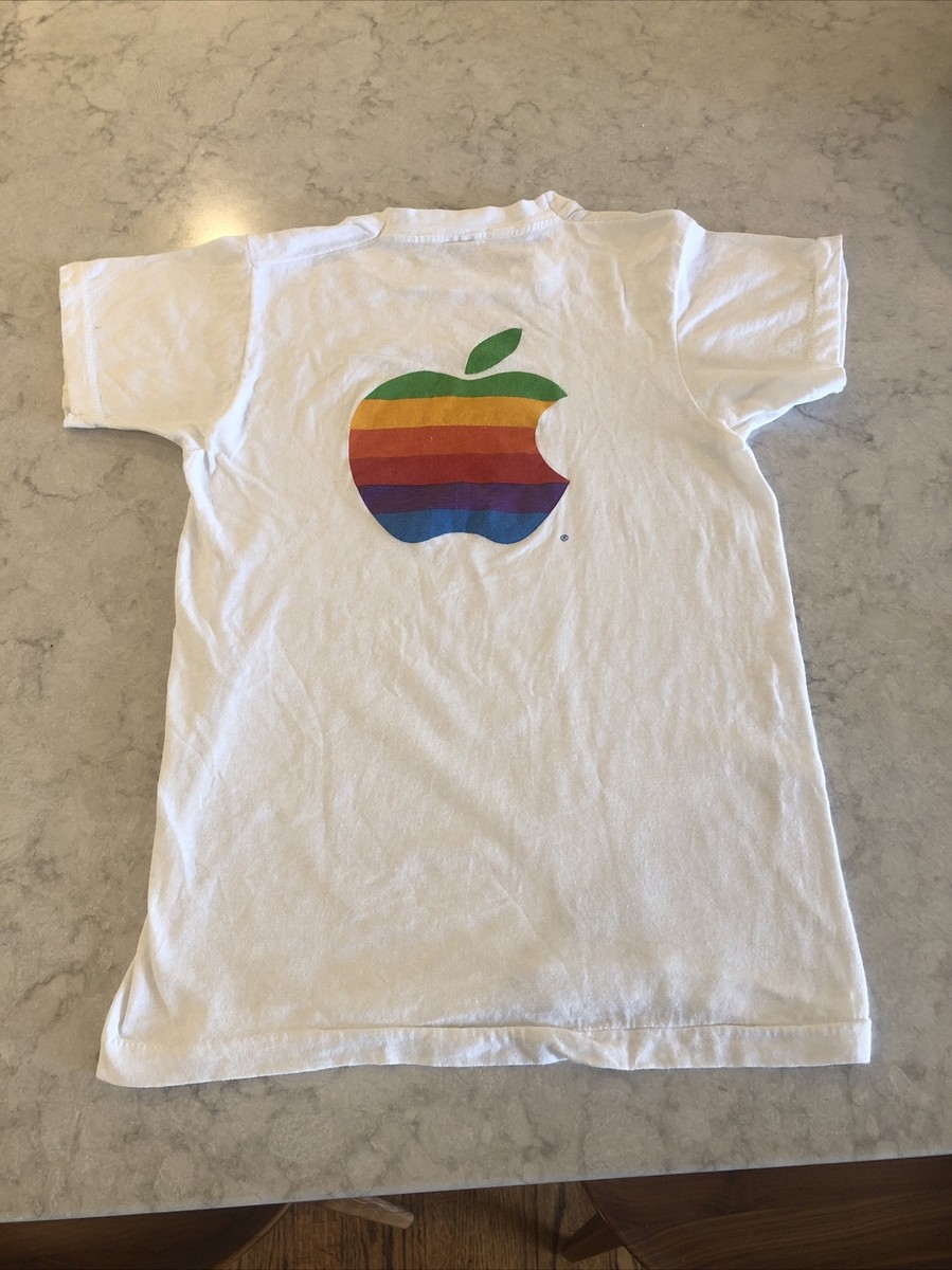 Rare Vintage 80s Apple Computer Rainbow Logo T-Shirt Children