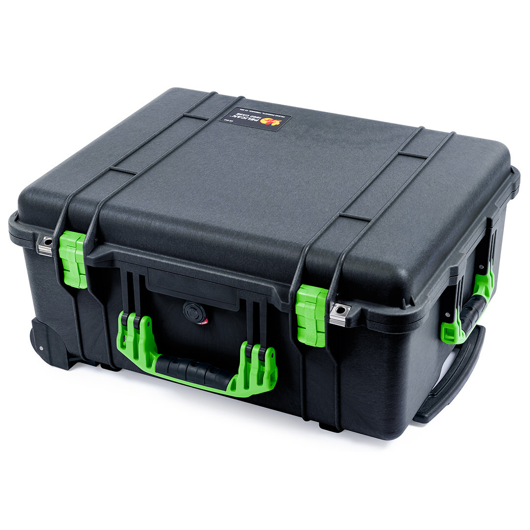 Black & Lime Green Pelican 1560 Case. No Foam - with wheels. | eBay