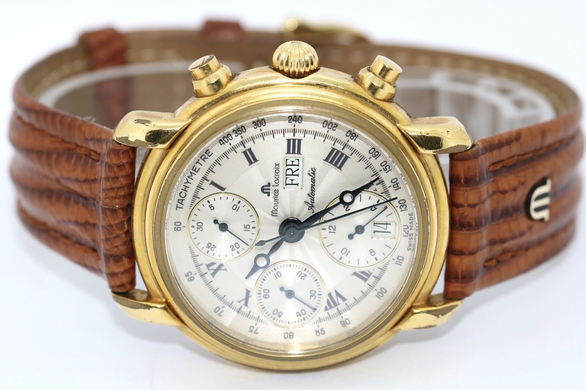 Maurice Lacroix Croneo Day Date Chronograph Herrenuhr Leder Ref 