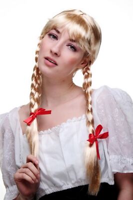 Perücke mit 2 seitlichen Zöpfen blond Frau Antje aus Holland Alm-Mädchen Wig NEU