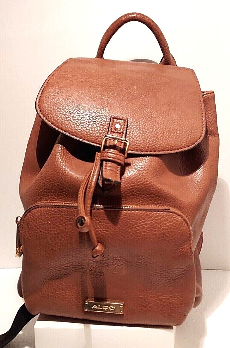 ALDO Brown Mini Leather BACKPACK Drawstring/Magne… - image 1