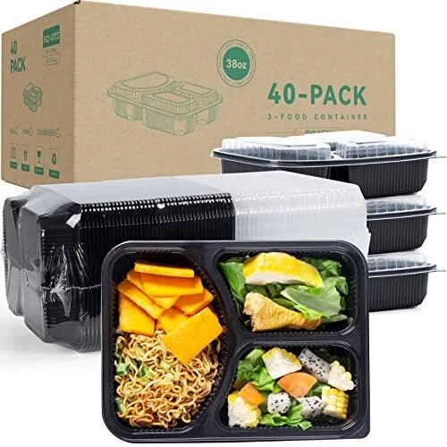 YANGRUI To Go Containers, 40 Pack (40 Trays + 40 Lids) 38oz BPA