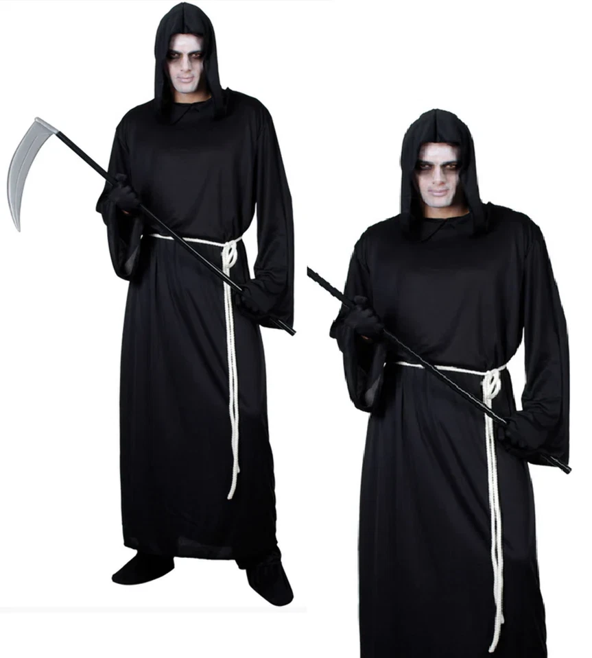 Costume De Faucheur Pour Homme Halloween Robe Noire Déguisement Chic - Photo 1/1