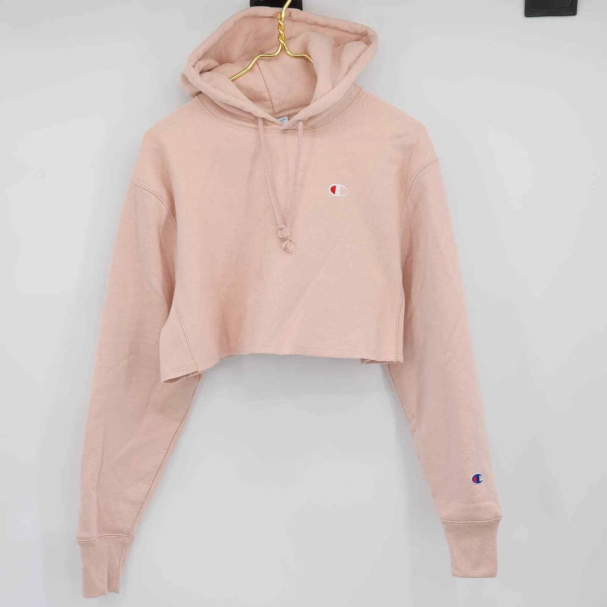 Cropped pink champion hoodie hotsell