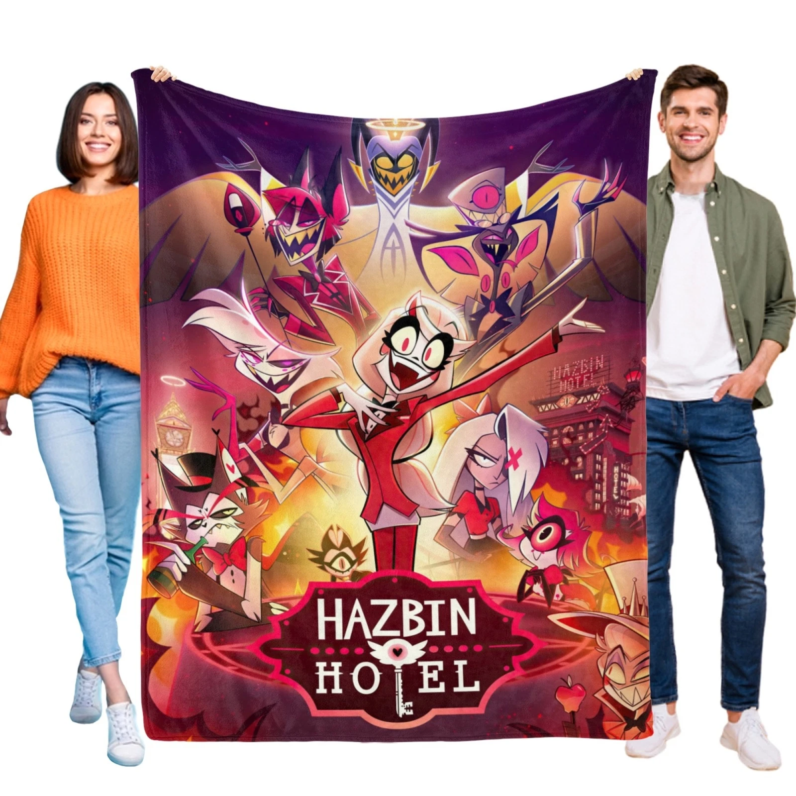 Hazbin Hotel Flannel Blanket for Bed, Sofa, Office