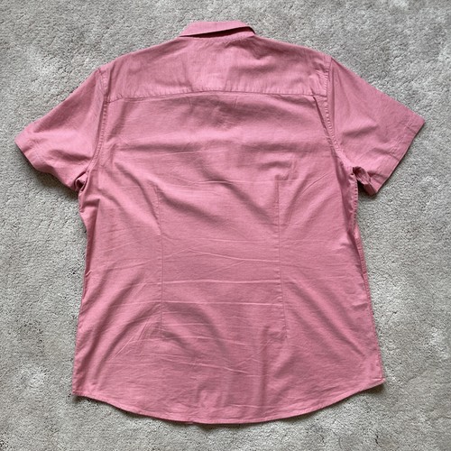 * Mens Slim Fit Stretch Cotton Short Sleeved Shirts Pink & White Size XL 46” * - Picture 15 of 17