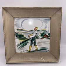 Vintage Mosaic Framed Square Tile Trivet all Hanging Made in USA 8.5” Signed