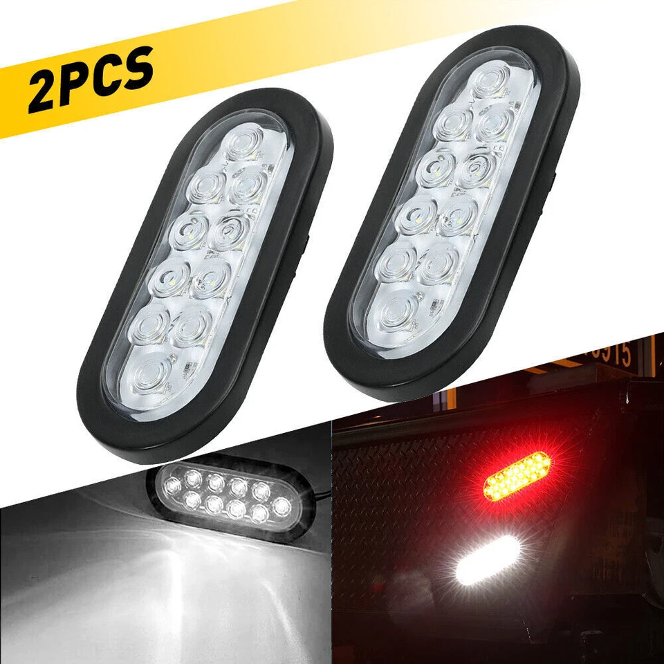 2pcs 6" Red Oval 22 LED Stop/Turn/Tail Brake Truck Trailer Light Sealed Lights Foto 3 de 4