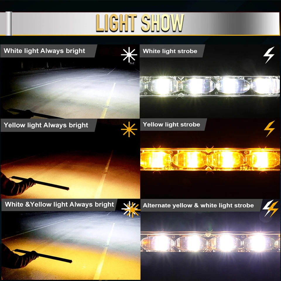 AUXBEAM Para Chevrolet 50" Barra de Luz LED Ámbar Blanco Estroboscópico Punto Inundación Combo 52" Foto 4 de 4