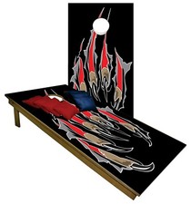 Cornhole Boards BEANBAG TOSS GAME Bear Claw Red Black w Bags Set