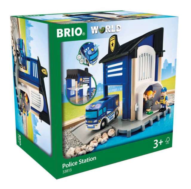 BRIO Holzeisenbahn 33813 Polizeistation mit Einsatzfahrzeug