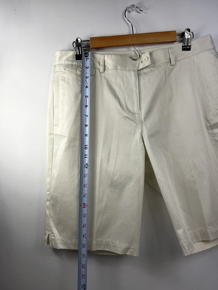 Nuevo con etiquetas Pantalones Cortos Jennifer Lopez Para Mujer Talla 10 Blanco Elegante Piernas con Muescas Bolsillos Org $48 Foto 4 de 4