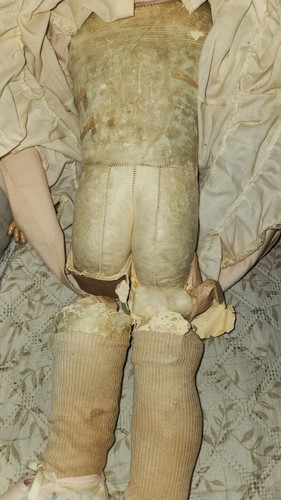 Antique Kestner Doll 24" Dep 752.73 Bisque Head/ Leather Body BJ ARMS Brown Eyes - Picture 11 of 15