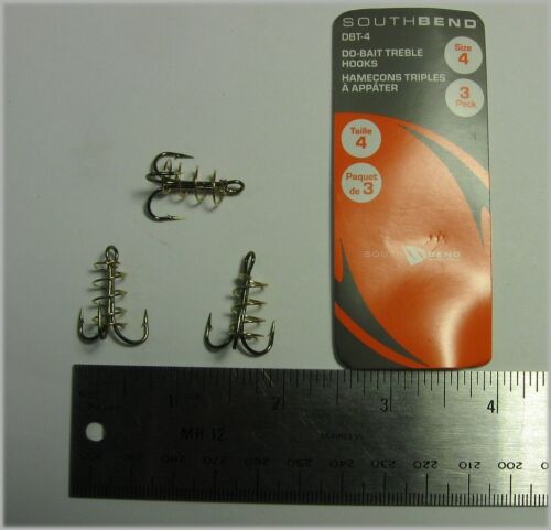 SOUTH BEND DBT-4 Do-Bait Treble Hooks Size 4 (3 Pak) - Afbeelding 1 van 1