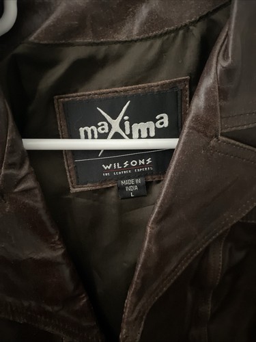 Wilsons Leather Maxima Blazer Jacket Womens Large Brown Genuine Leather Coat - Picture 2 of 7