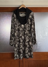 Peacocks - black/white/grey animal print cowl neck jumper dress - size 20