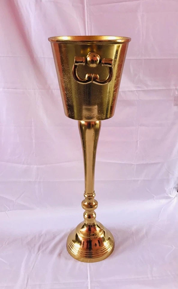 Cubo de champán de pie dorado rústico aspecto envejecido enfriador de vino regalo de hielo Foto 4 de 4