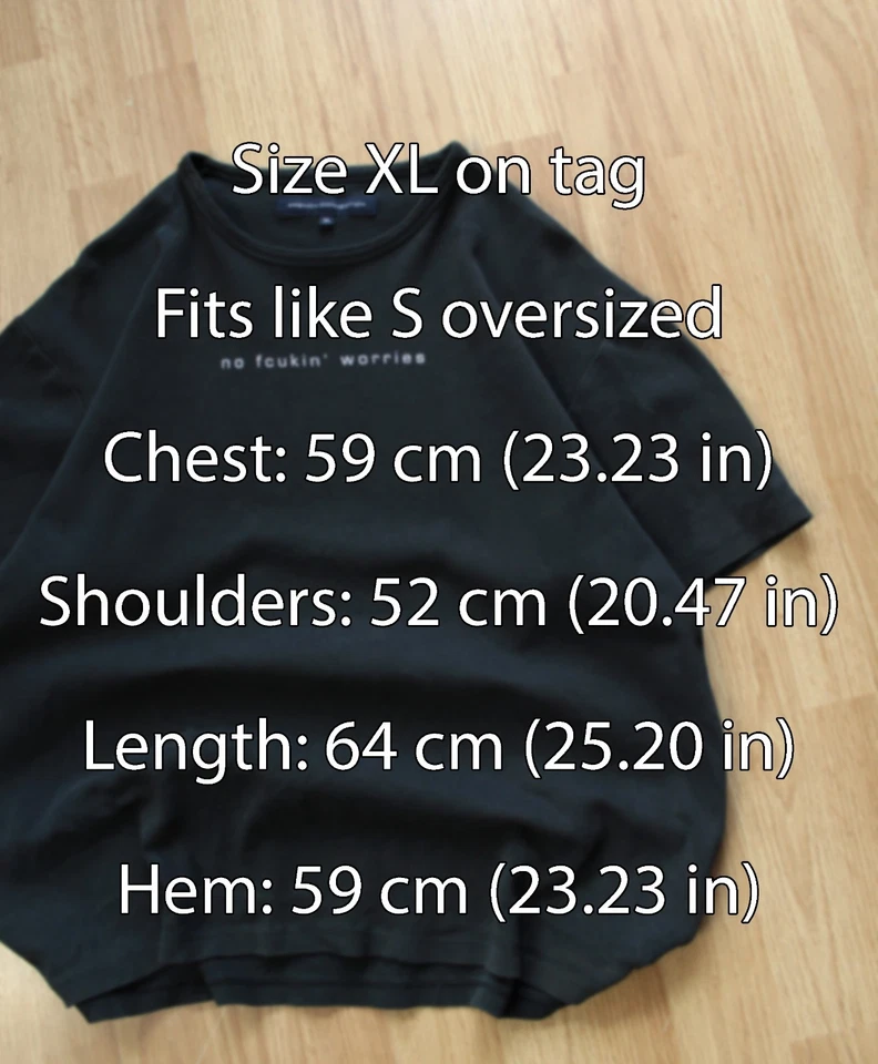 Camiseta para hombre FCUK FRENCH CONNECTION No Fcukin` Worries talla S logotipo Y2K de gran tamaño Foto 2 de 4