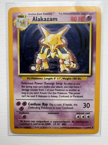 Pokémon Alakazam Holo Rare TCG Card 1/102 Base Set 1999 Unlimited