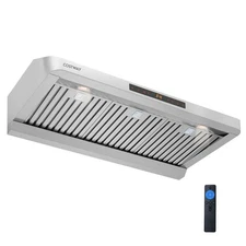 36 Inch Under Cabinet Range Hood w/Oil Collector, 4 Fan Speeds, Touch/Gesture
