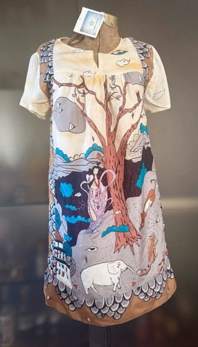 NWT (vtg) Issey miyake Tsumori Chisato multicolor magic garden silk dress 4(M)